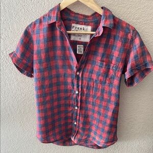 Frank & Eileen Pink and Blue Checked Short-Sleeve Button-Up Shirt